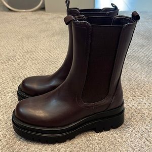 Brown platform booties